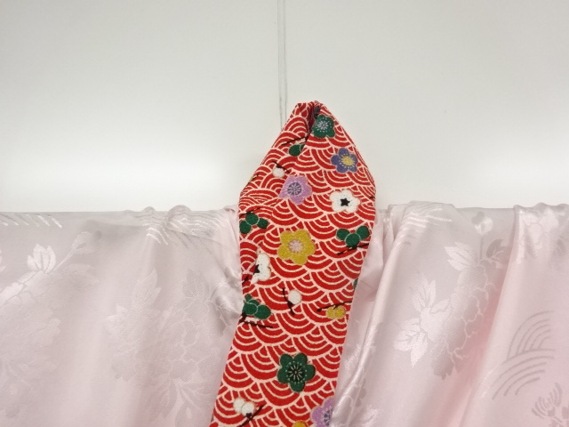  波に牡丹模様織出し単衣長襦袢